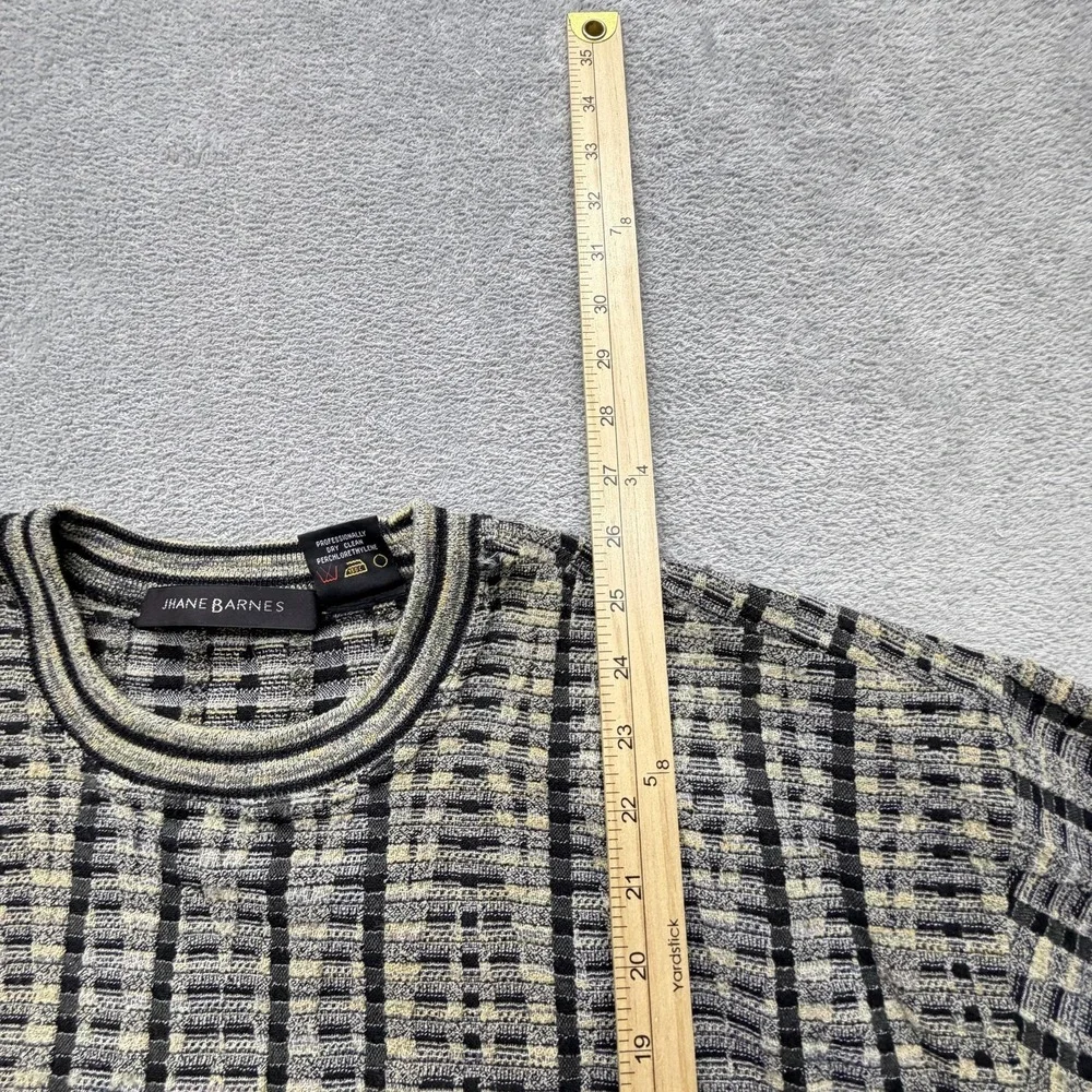 Jhane‎ Barnes Sweater Mens XL Gray Check Crew Neck Pullover Heavyweight
